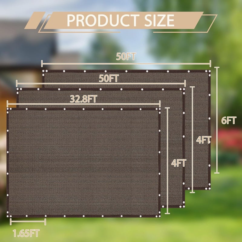 DELLNA Fence Covering Outdoor Privacy Screen for Fence – Fence Privacy Screen for Balcony, Yard, Patio, Garden, Zip Ties Included (Brown, 6x50Ft) - Image 5